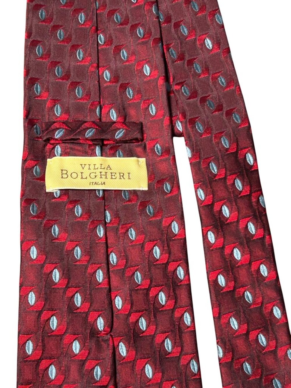 Villa Bolgheri Red & Blue Geometric Silk Tie Made In Italy 58 inches Business